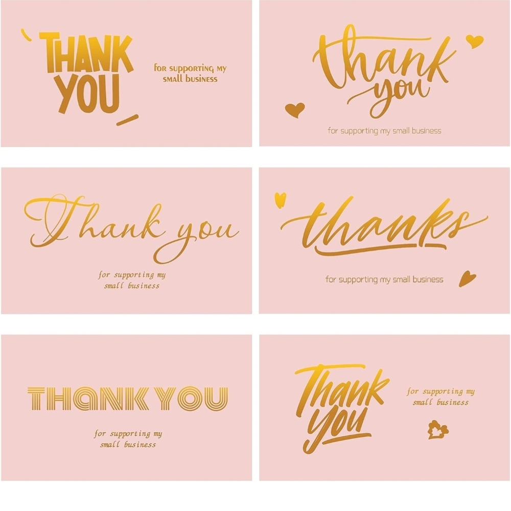 🖤Gold and Pink Thank You Cards Variety Set